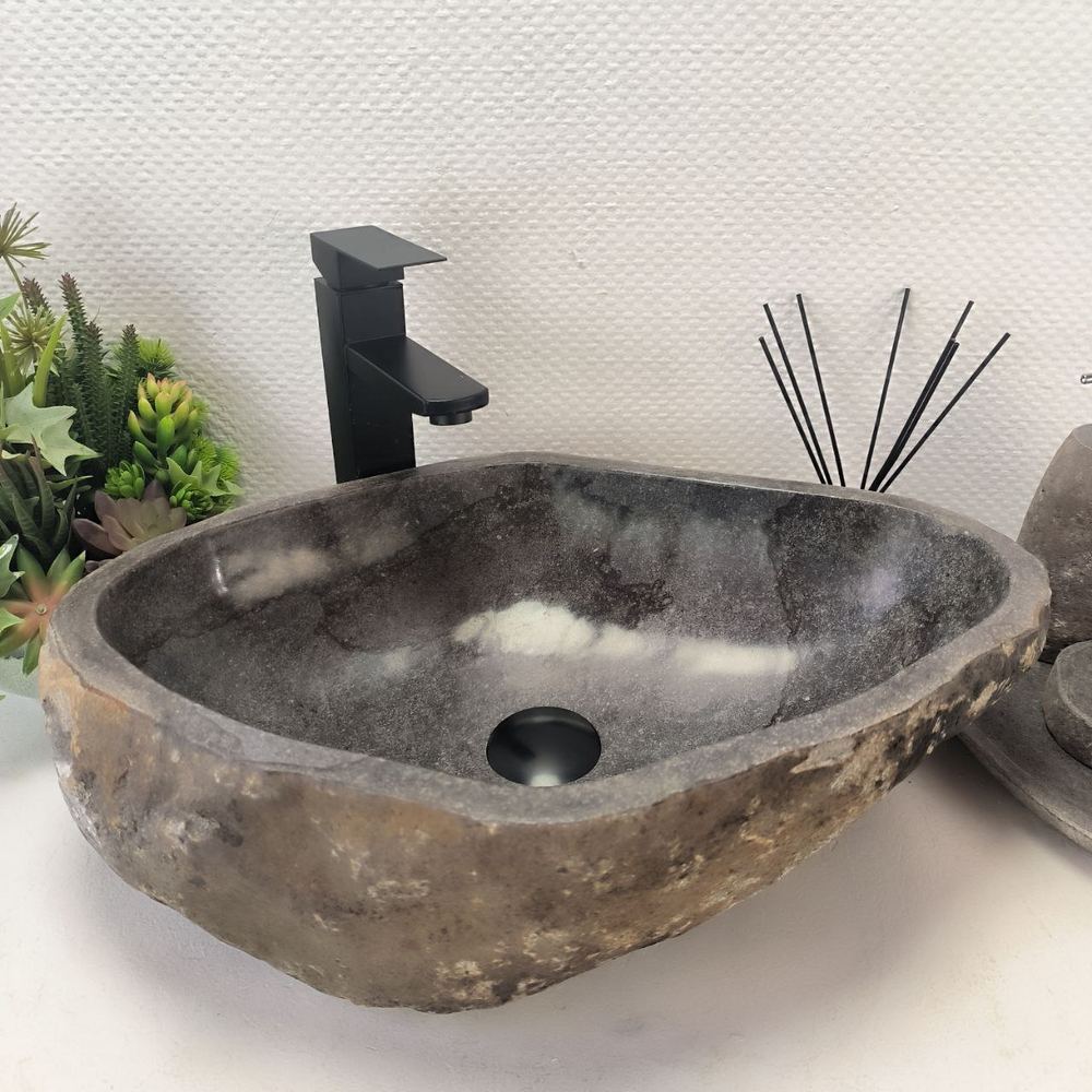 Каменная раковина из речного камня RS-63682 (52*36*16) 0122