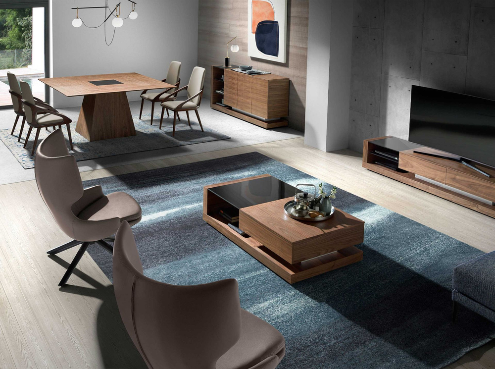 Журнальный столик из ореха с черным стеклом MH1317A /2061