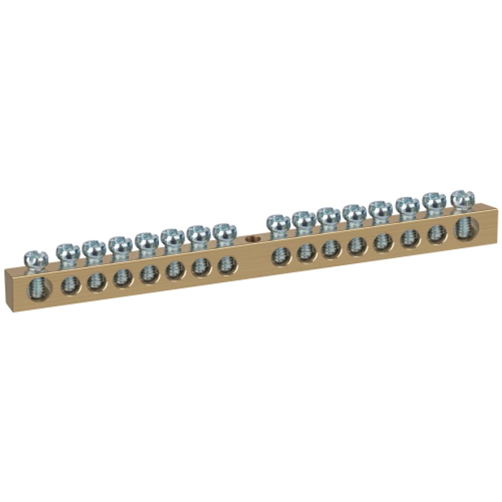 Шина ЭРА NO-122-18 PEN земля-ноль 6х9мм 16/1 латунная с креплениями по центру