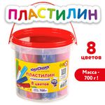 Пластилин в ведерке ЮНЛАНДИЯ, 8 цветов, 700 г, ВЫСШЕЕ КАЧЕСТВО, 105862