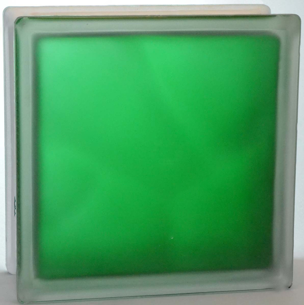 Стеклоблок полуматовый Изумрудный (матовый с одной стороны) Vitrablok  19x19x8