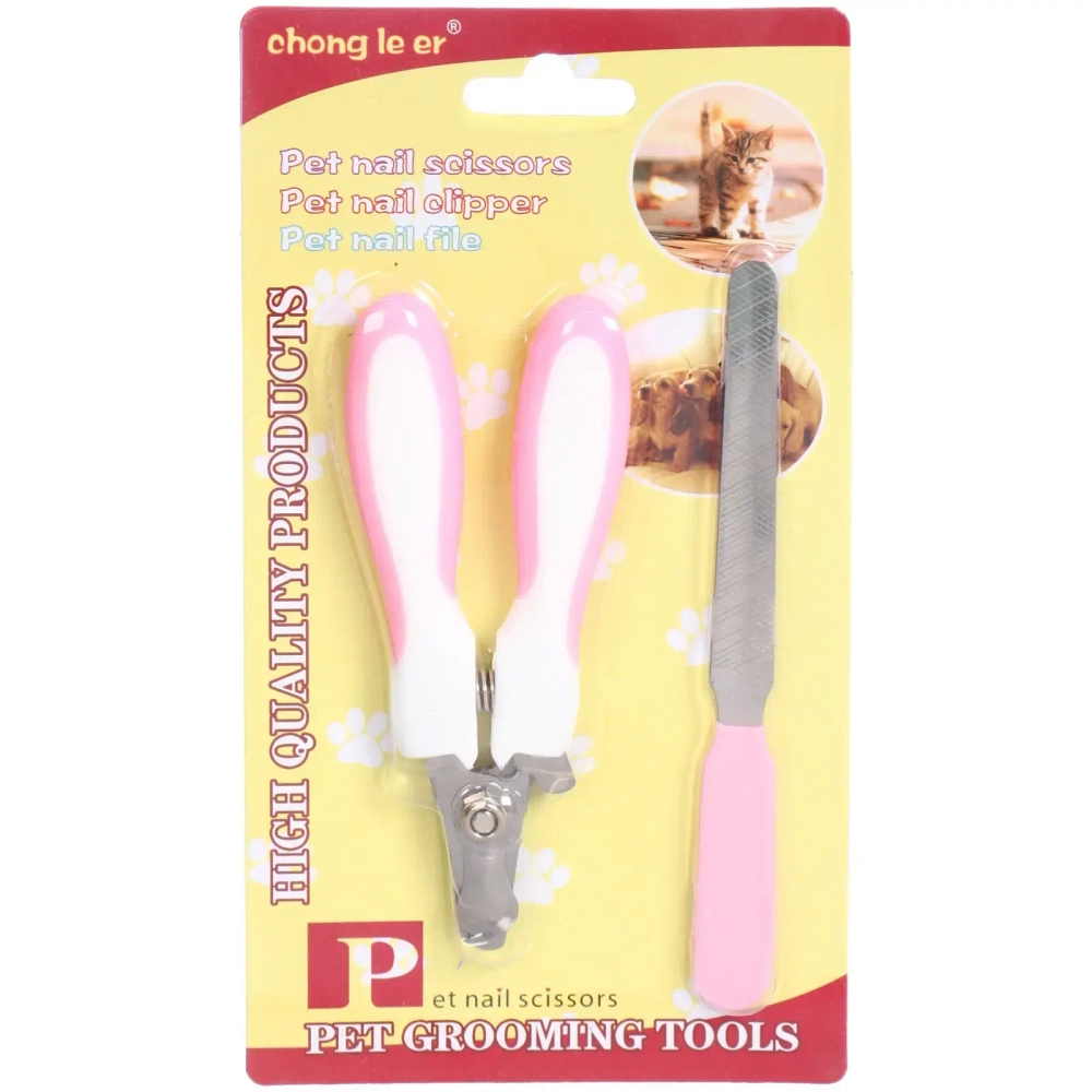 Набор для груминга «Великолепный Бро», когтерез и пилка, цвет белый/розовый (блистер U)