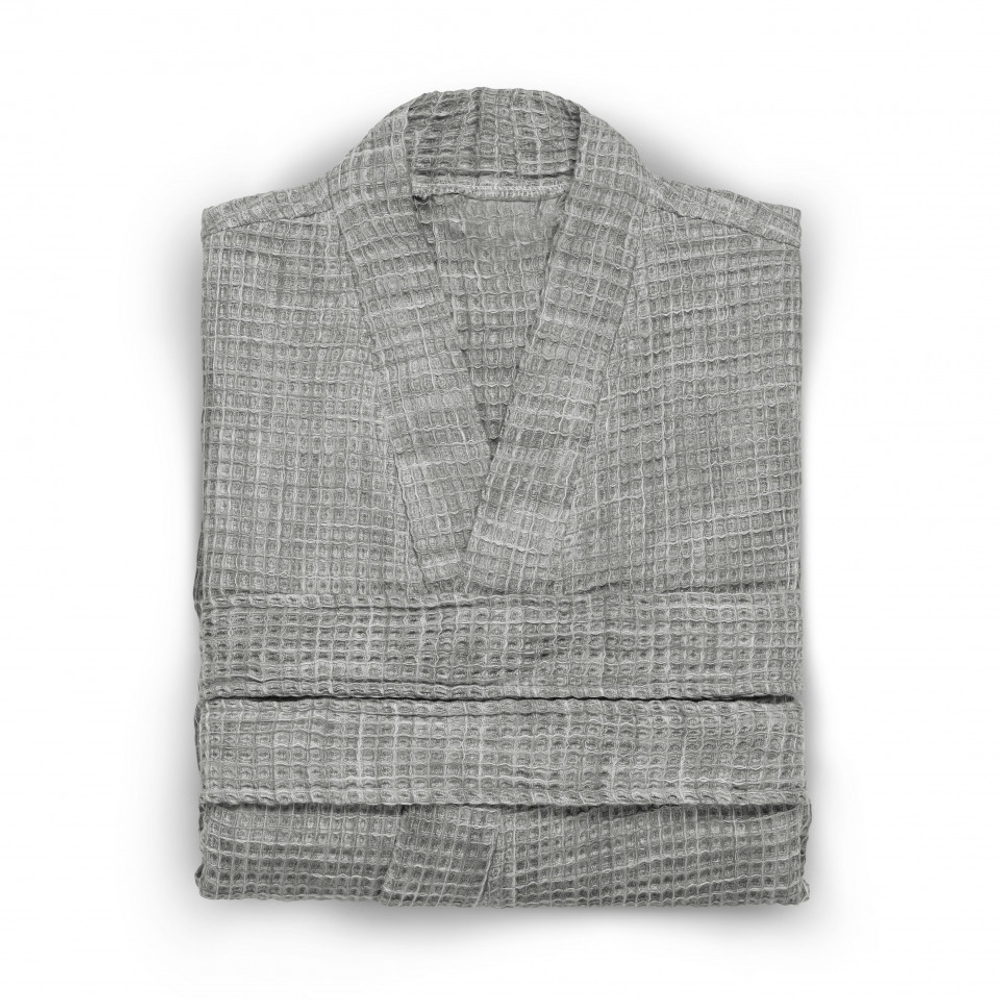 Халат вафельный Hamam Marble Opal Grey бело-серый фото