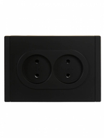 FORTE&PIANO Розетка 2-местная без заземления с защитными шторками безвинтовое крепление 10А FP125 черный IEK
