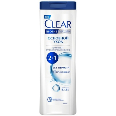 CLEAR Шамп.2в1 Основной уход против перхоти 380мл
