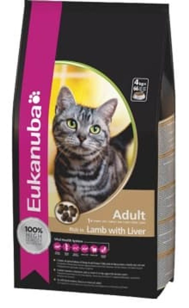 EUK Cat для взрослых кошек ягненок/ливер 4 кг
