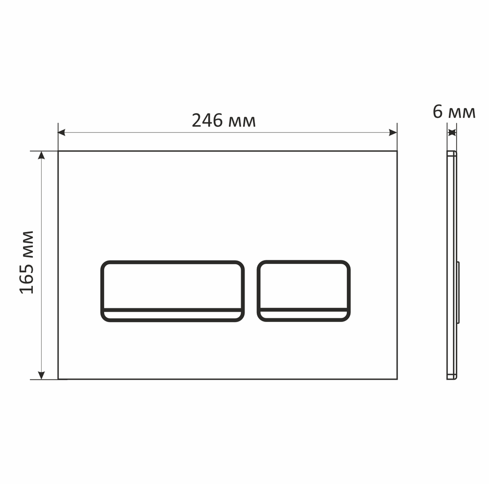 Кнопка смыва WAVE E1 glass универсальная, БЕЛЫЙ/ХРОМ СТЕКЛО прямоугольная