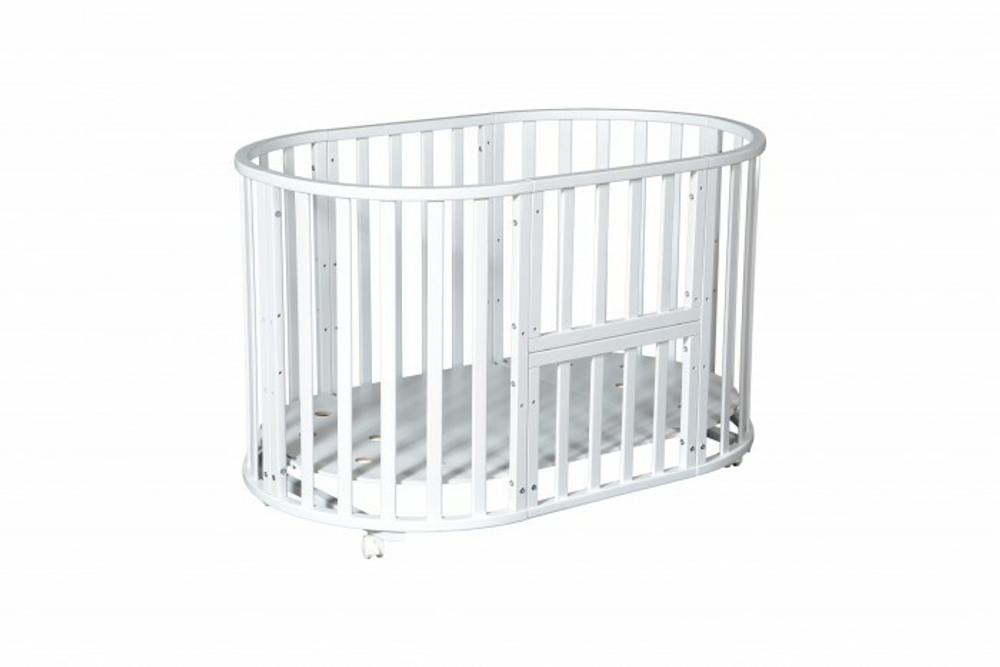 Кровать детская «Северянка» (3) 6 в 1 маятник универсальный/колесо (белый)