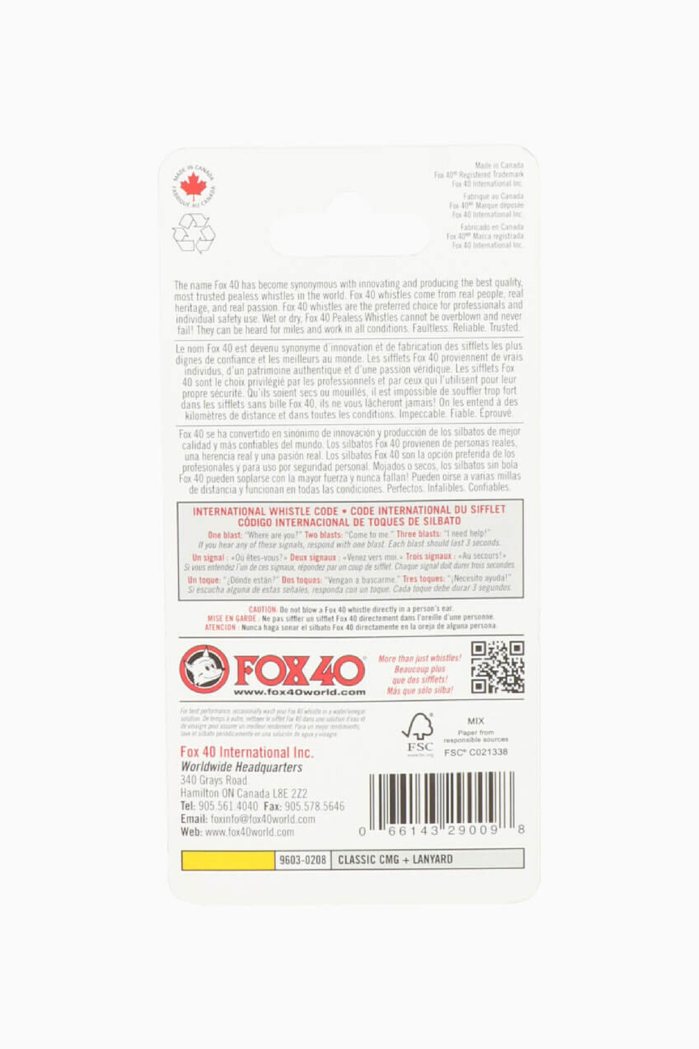 Свисток со шнурком Fox40 Classic CMG