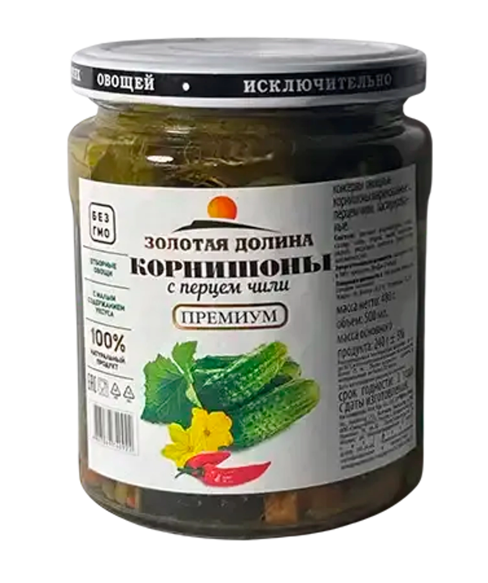 корнишоны ЗД с перцем 500мл ст/б (1х12)