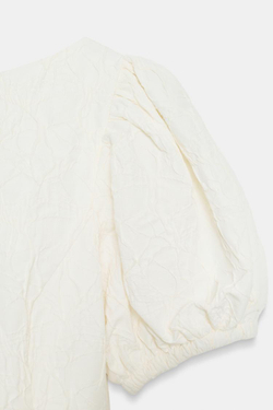 ZARA КОРОТКОЕ ЖАККАРДОВОЕ ПЛАТЬЕ-БАЛЛОН, ЭКРЮ