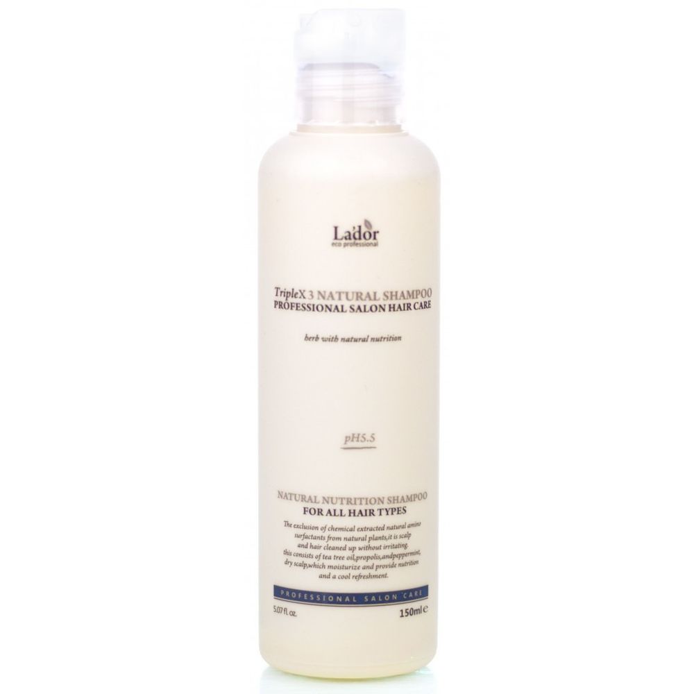 Профессиональный натуральный шампунь для волос с нейтральным pH балансом La’dor Triple x3 Natural Shampoo, 150 мл