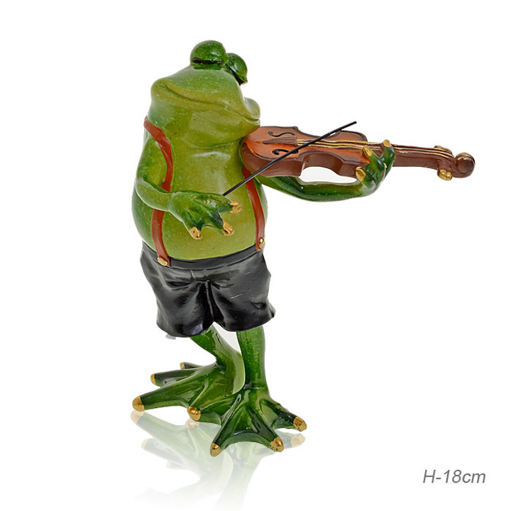 Статуэтка Лягушка Скрипач, полистоун 18 см