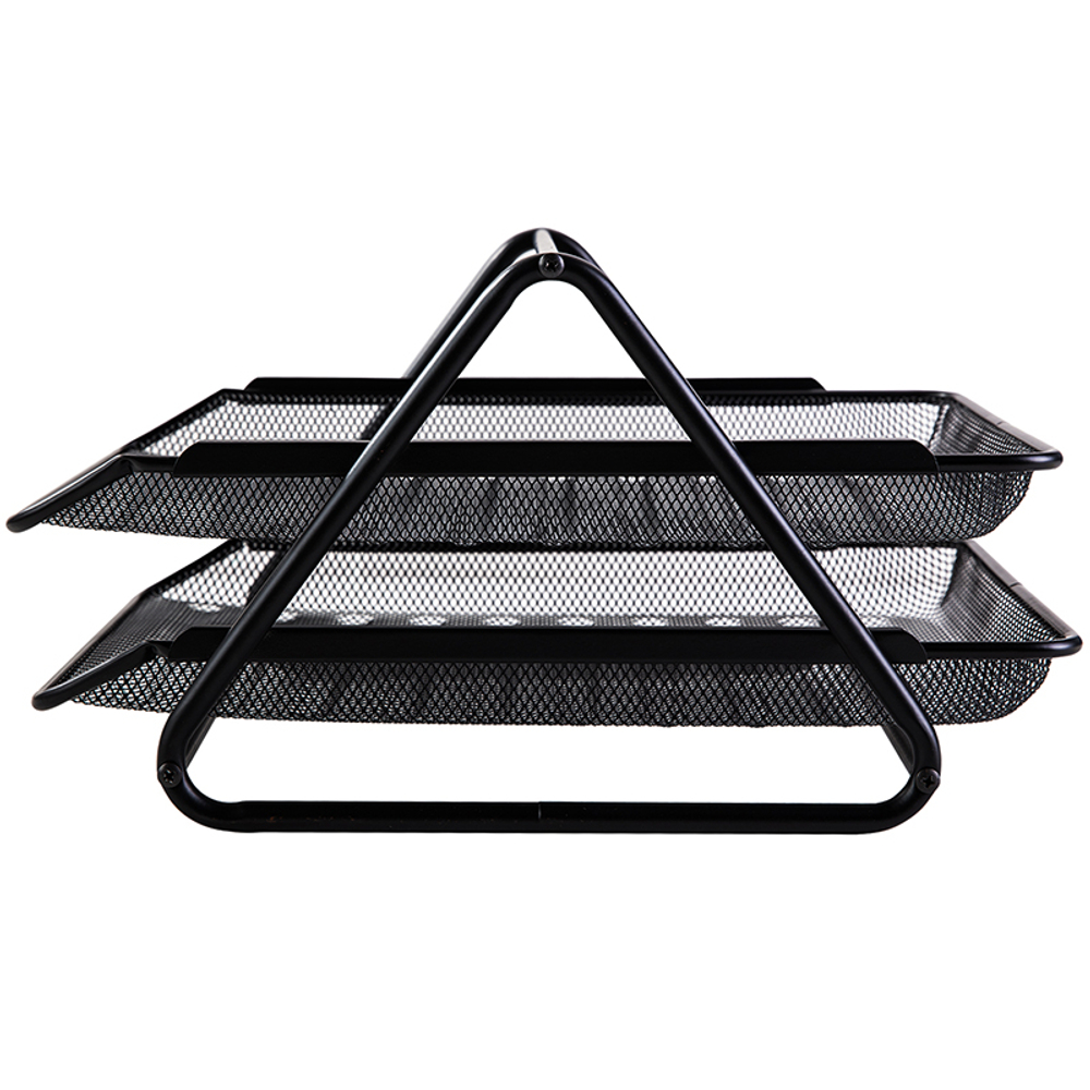 Лоток горизонтальный DELI на 2 отделения, металлический черный