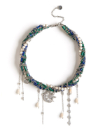 Колье "Sun And Moon" из малахита и лазурита Silver