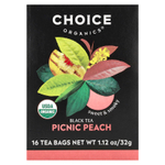 Choice Organics, Black Tea, персик для пикника, 16 чайных пакетиков, 32 г (1,12 унции)
