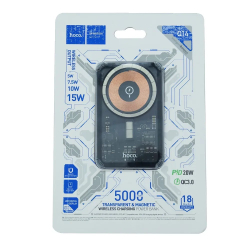 Внешний аккумулятор Hoco Q14 5000 mAh (20W, PD, Беспроводная 15W, Magsafe, Type-C, LED) Черный