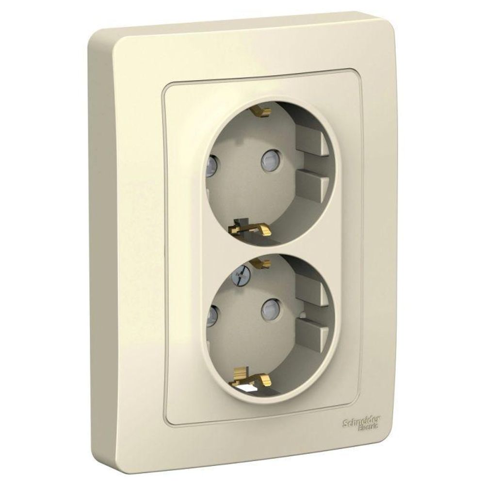 Розетка 2-м СП Blanca 16А IP20 250В с заземл. защ. шторки молоч. SE BLNRS001122