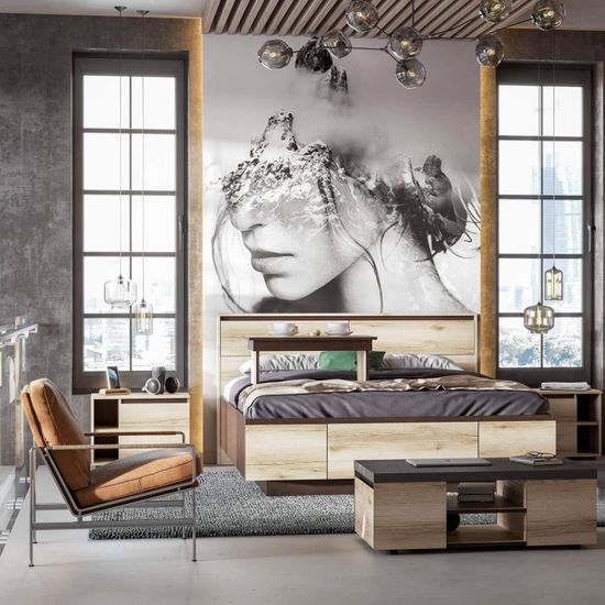 Кровать БЕРГЕН 1600 со столиком серия 3