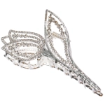 Заколка - краб для волос со стразами на блистере «ДЕ Палма», тюльпан, цвет золото и серебро, 12*5.5см (пакет с подвесом)