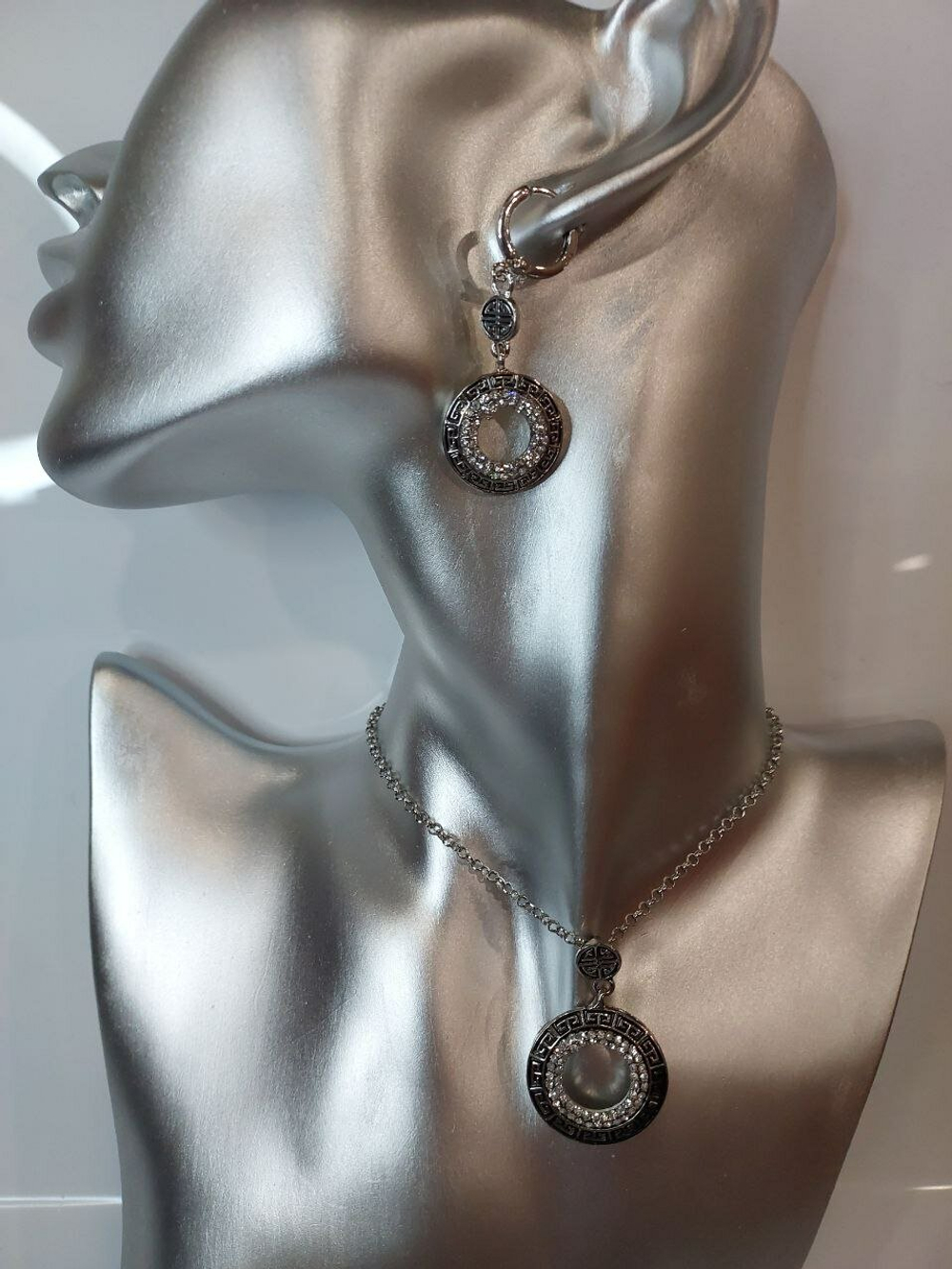 Комплект бижутерии классический женский. В греческом стиле. Набор, комплект серьги с подвесками "Греция"