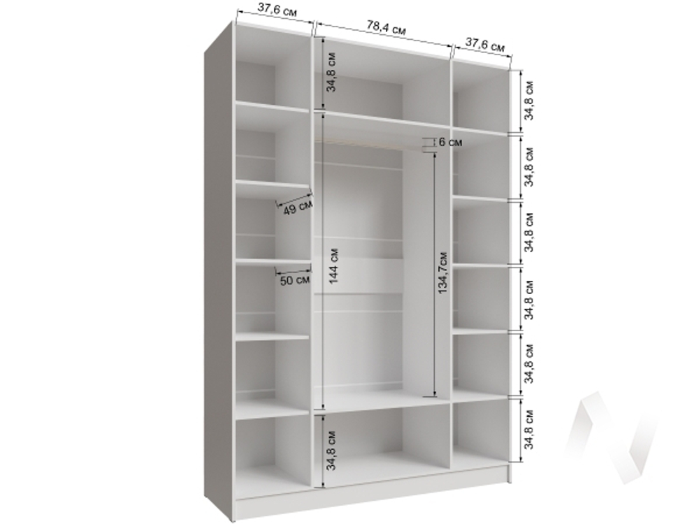 Шкаф Мадрид 1;6 без зеркала (белый)