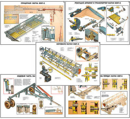 Плакаты ПРОФТЕХ "Прицепная жатка ЖВП-6" (5 пл, винил, 70х100)