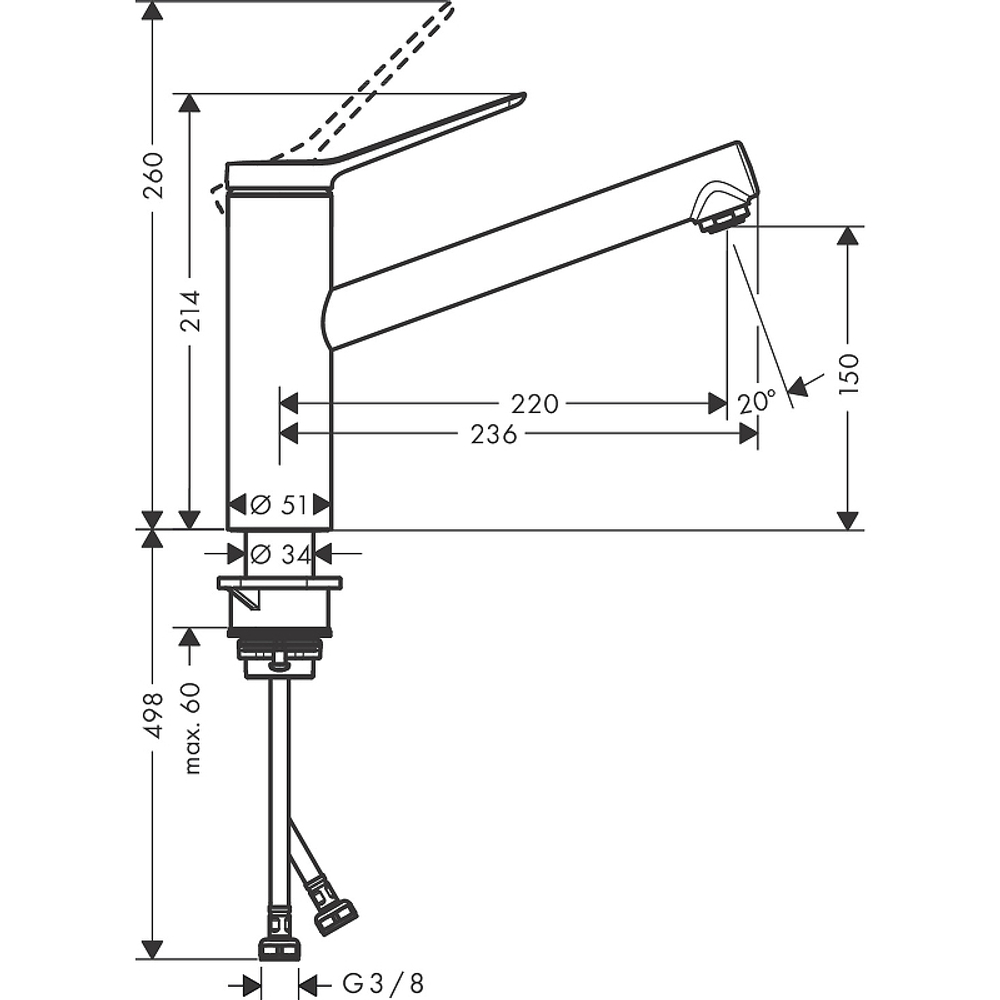 Смеситель для кухни Hansgrohe Zesis M33 74802000 хром