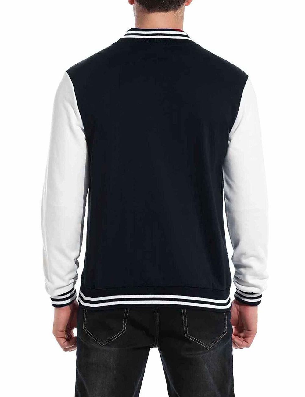 Бомбер темно-синий с белым фото сзади