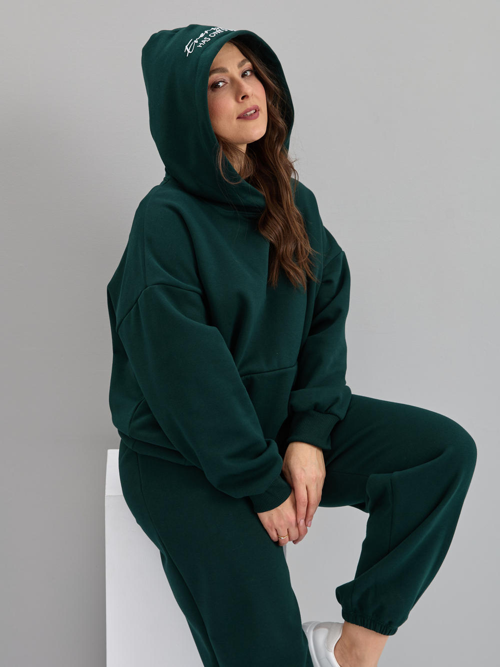 Костюм с брюками КБис-091/бутылочный-п