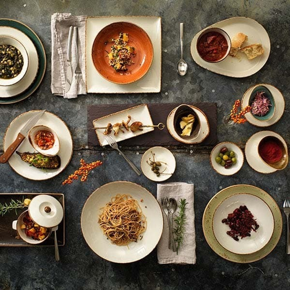 Тарелка «Браун Дэппл» мелкая;фарфор;D=20,2см;белый,коричнев. (Цвет: белый)