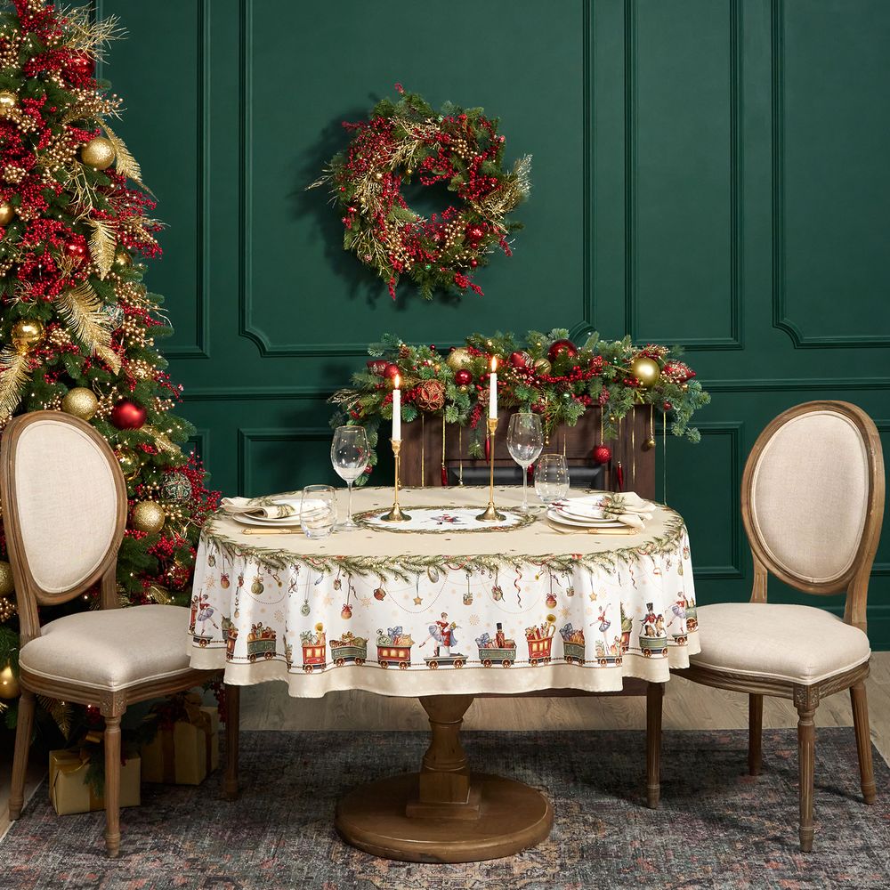 СКАТЕРТЬ ОВАЛЬНАЯ "ЩЕЛКУНЧИК" ,140Х180СМ ,БЕЖЕВЫЙ, 100% ХЛОПОК ,ТВИЛ