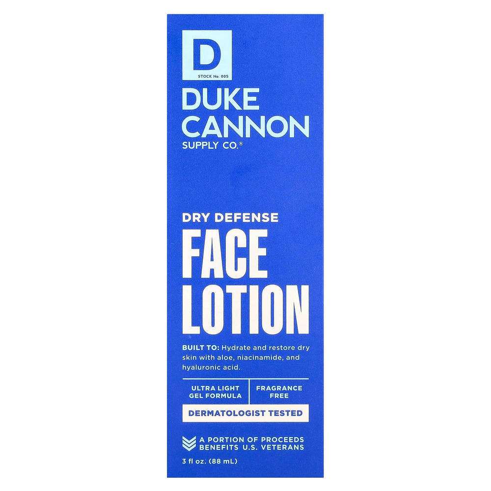 Duke Cannon Supply Co., Лосьон для лица Dry Defense, без отдушек, 88 мл (3 жидк. унц.)