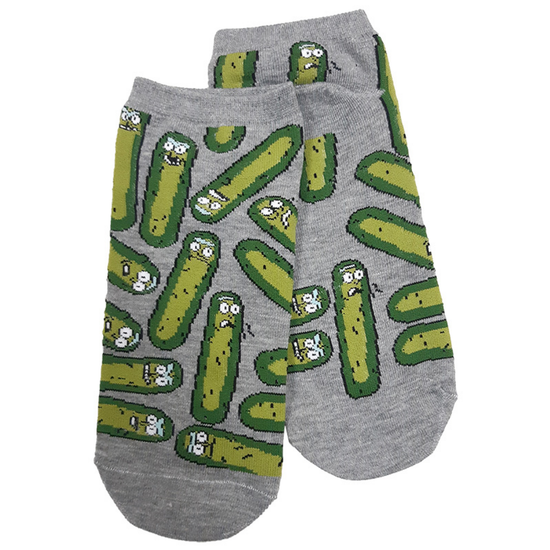 Носки укороченные Рик и Морти "Рик огурчик", р-р 38-44 (серый/зеленый)