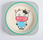 4611371 Набор бамбуковой посуды "Коровка", тарелка, миска, стакан, приборы, 5 предметов