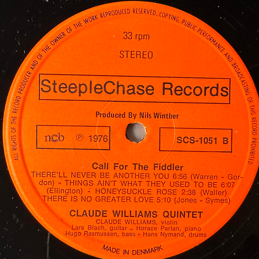 Claude Williams Quintet ‎– Call For The Fiddler (Дания 1976г.)