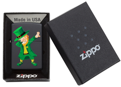 Зажигалка чёрная "Лепрекон" Black Matte ZIPPO 49124