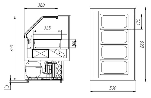 Витрина морозильная для мороженого Полюс ВХН-0,9 Carboma Ice Cream (настольная)