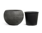 Кашпо TREEZ Effectory - Stone - Большая полусфера - Тёмно-серый камень