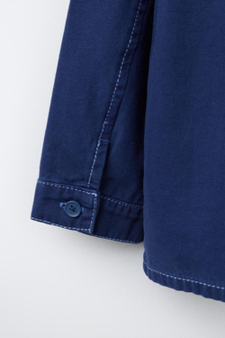 ZARA КУРТКА-РУБАШКА С НАШИВКОЙ «СЕРДЦЕ», ЧЕРНИЛЬНО-СИНИЙ