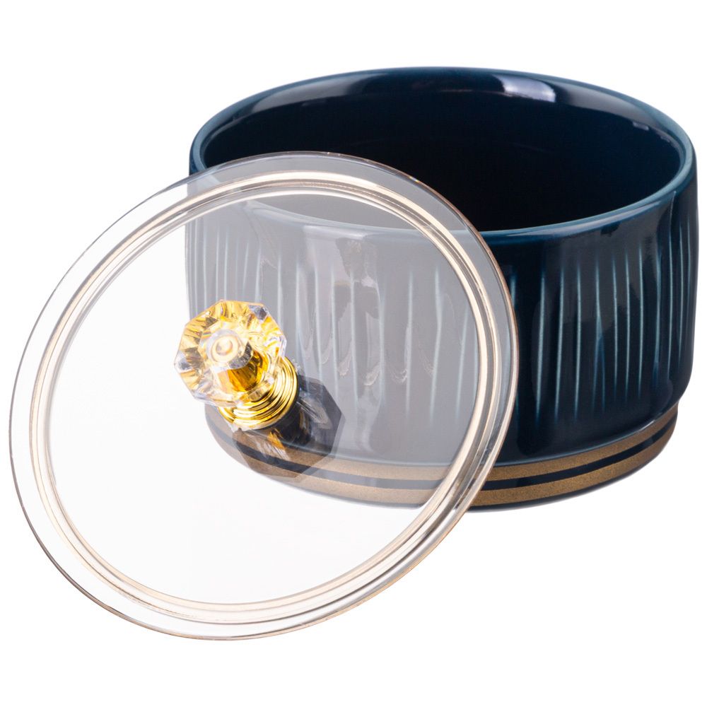 НАБОР БАНОК LEFARD "HERBAL" С ПЛАСТИК. КРЫШКОЙ 3 ШТ. 230 МЛ НА МЕТАЛЛ. ПОДСТАВКЕ СИНИЙ (КОР=24НАБ.)