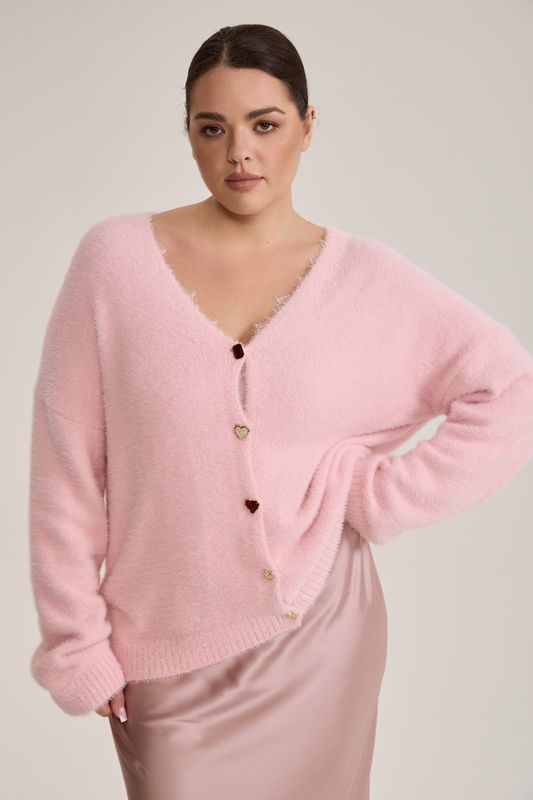 Кардиган травка, светло-розовый
