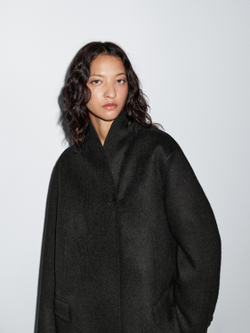 Massimo Dutti Пальто из смесовой шерсти, черный