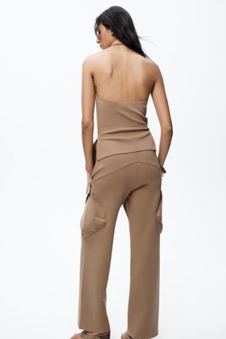 ZARA ШИРОКИЕ БРЮКИ КАРГО, ТЕЛЕСНО-РОЗОВЫЙ