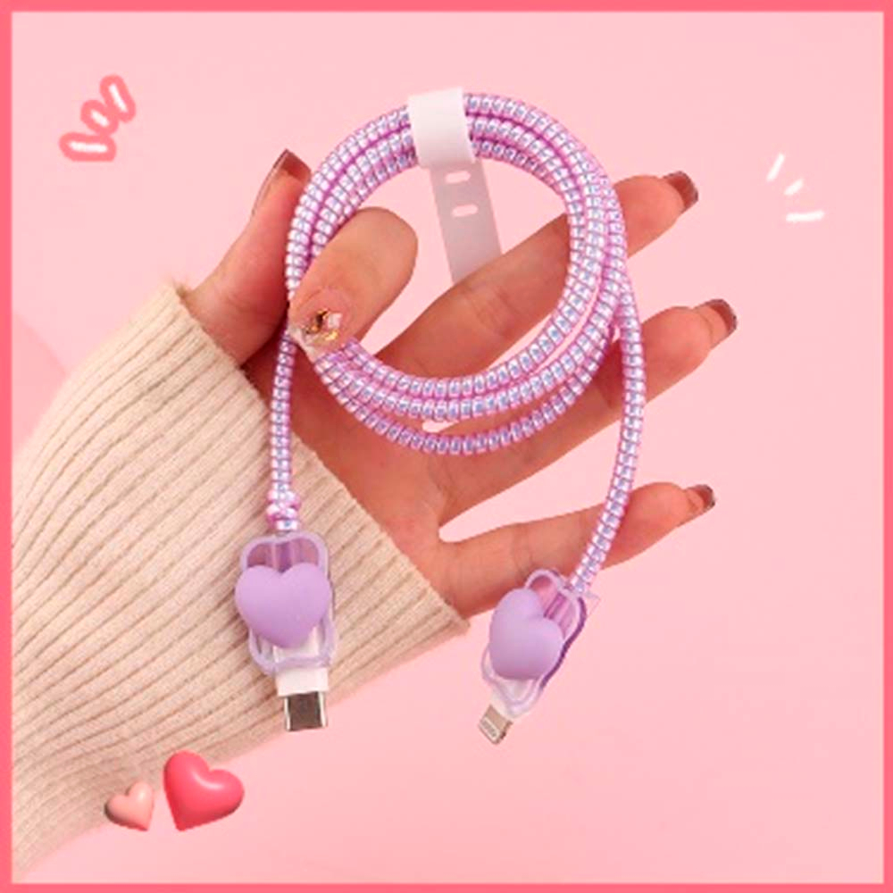 Чехол для провода Сердце (сиреневый)