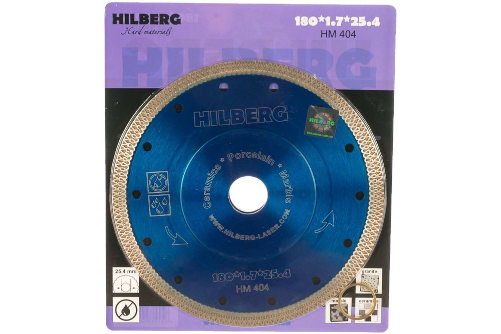Диск алмазный отрезной 180*22,23 Hilberg Турбо ультратонкий х-тип HM404