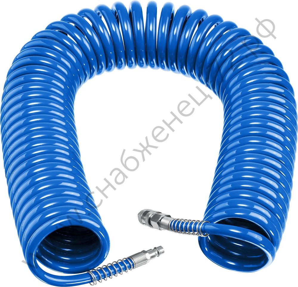 ЗУБР 20 м, 8 х 12 мм, 15 бар, воздушный спиральный шланг с фитингами рапид, Профессионал (6472-20)