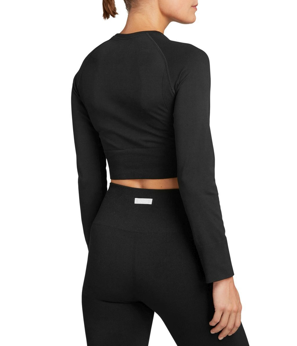 Женская теннисная футболка (dł. Рукава) Björn Borg Stockholm Seamless Crop Top W - черный