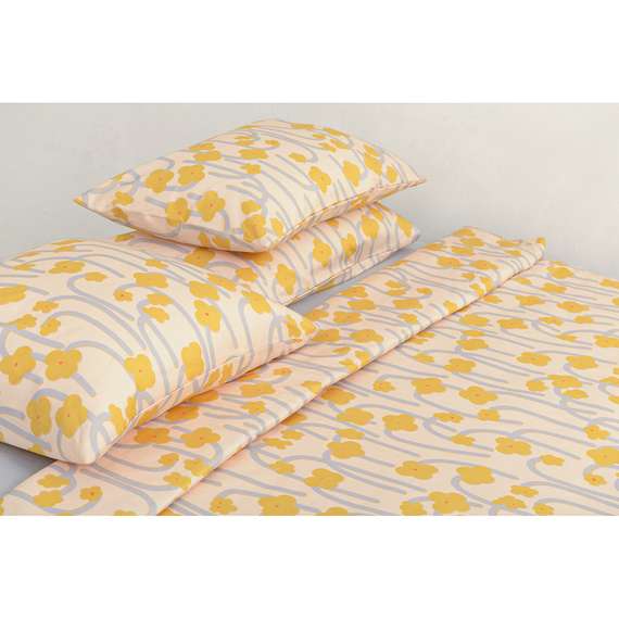 Комплект постельного белья горчичного цвета с принтом &quot;Полярный цветок&quot;, Scandinavian Touch, 200х220 см