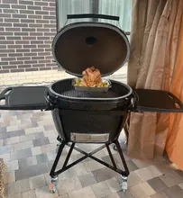 Керамический угольный гриль Primo Oval XL 400 All-in-one, 47x64 см, с ножками и столиками